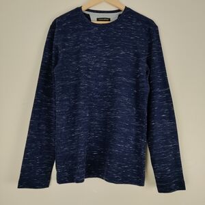 Banana Republic Navy Streaks Crew neck Waffle Pullover Long Sleeve Sweater NWT